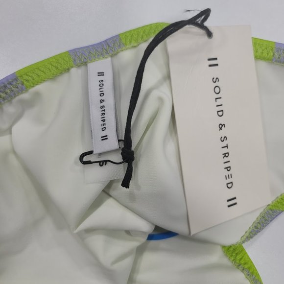Solid & Striped Elle Bikini Bottom Lavender Lime Stripe Size Small - Picture 6 of 9